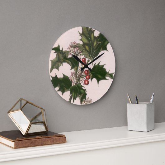 Oud Kerstmis, Hulstplant met Rode Bessen Grote Klok (Kantoor)