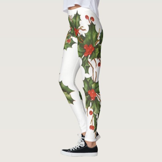 Oud Kerstmis, Hulstplant met Rode Bessen Leggings (Links)