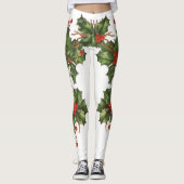 Oud Kerstmis, Hulstplant met Rode Bessen Leggings (Voorkant)