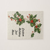 Oud Kerstmis, Hulstplant met Rode Bessen Legpuzzel (Horizontaal)