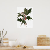 Oud Kerstmis, Hulstplant met Rode Bessen Poster (Keuken)