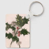 Oud Kerstmis, Hulstplant met Rode Bessen Sleutelhanger (Achterkant)