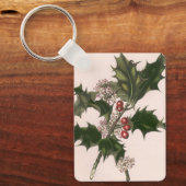 Oud Kerstmis, Hulstplant met Rode Bessen Sleutelhanger (Voorkant)