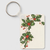 Oud Kerstmis, Hulstplant met Rode Bessen Sleutelhanger (Voorkant)