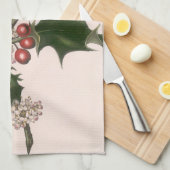 Oud Kerstmis, Hulstplant met Rode Bessen Theedoek (Quarter Fold)
