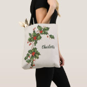 Oud Kerstmis, Hulstplant met Rode Bessen Tote Bag (Dichtbij)