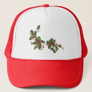 Oud Kerstmis, Hulstplant met Rode Bessen Trucker Pet