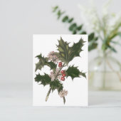 Oud Kerstmis, hulstplantbessen uitnodiging (Staand voorkant)