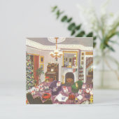 Oud Kerstmis Inpakken Cadeaus Uitnodiging (Staand voorkant)