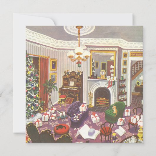 Oud Kerstmis Inpakken Cadeaus Uitnodiging (Voorkant)