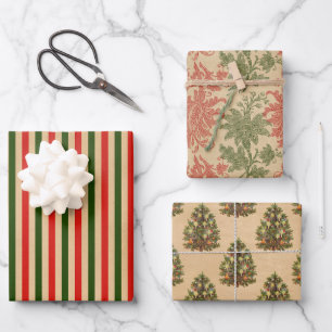 Oud Kerstmis Inpakpapier Vel