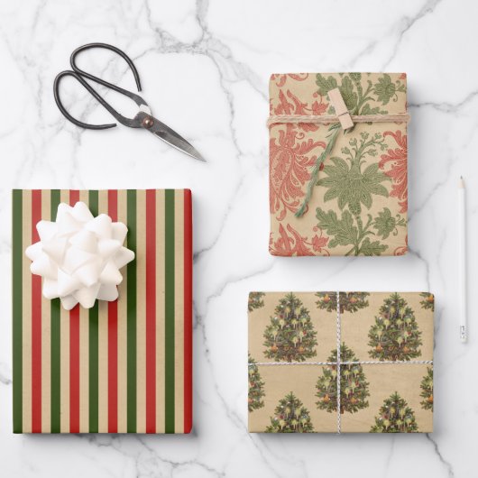 Oud Kerstmis Inpakpapier Vel (Voorkant)