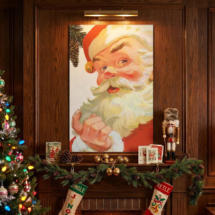 Oud Kerstmis, jolige Kerstman met een geheim Poster