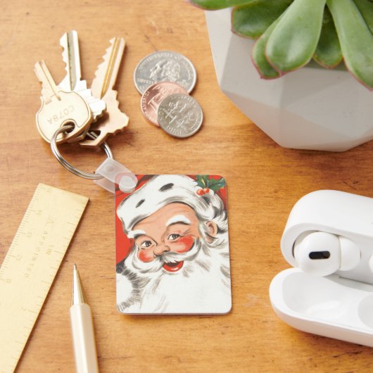 Oud Kerstmis, jolige Kerstman met glimlach Sleutelhanger (Bureau)