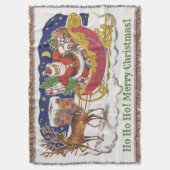 Oud Kerstmis, jolige Kerstman met slee Deken (Voorkant Verticaal)