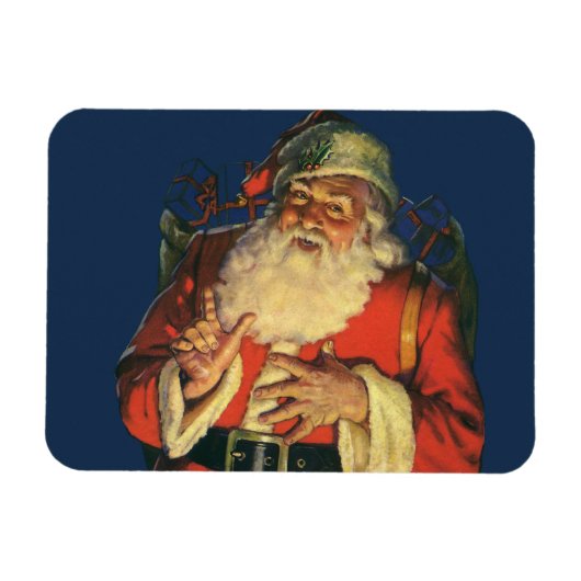 Oud Kerstmis, jolige Kerstman met Speelgoed Magneet (Horizontaal)
