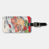 Oud Kerstmis, jolige Kerstman met zijn hoed Bagagelabel (Voorkant horizontaal)