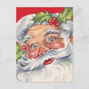 Oud Kerstmis, jolige Kerstman met zijn hoed Feestdagenkaart