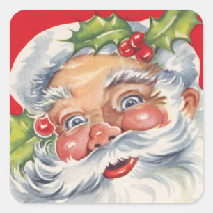 Oud Kerstmis, jolige Kerstman met zijn hoed Vierkante Sticker