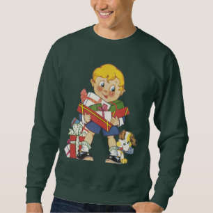 Oud Kerstmis, Jongen met Cadeaus en Puppies Trui