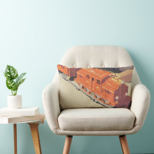 Oud Kerstmis, Jongen Speelt met Trein Speelgoed Kussen