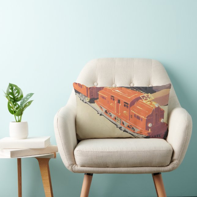 Oud Kerstmis, Jongen Speelt met Trein Speelgoed Kussen (Stoel)