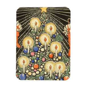 Oud Kerstmis, Kerstboom met Kaarsen en een Ster Magneet