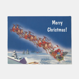 Oud Kerstmis, Kerstman die slee met rendieren vlie Deurmat