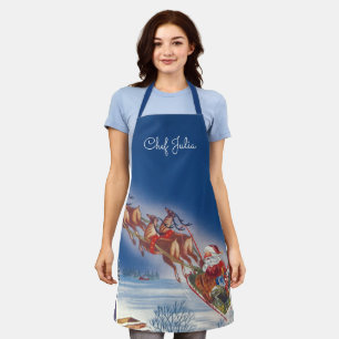 Oud Kerstmis, Kerstman die slee met rendieren vlie Schort