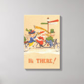 Oud Kerstmis, Kerstman fietst Canvas Afdruk (Voorkant)