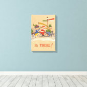 Oud Kerstmis, Kerstman fietst Canvas Afdruk (Insitu (Houten vloer))