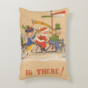 Oud Kerstmis, Kerstman fietst Decoratief Kussen
