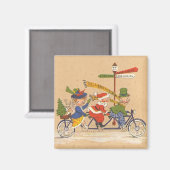 Oud Kerstmis, Kerstman fietst Magneet (Voorkant / Achterkant)