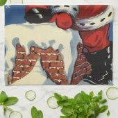 Oud Kerstmis, Kerstman gaat de schoorsteen af met  Theedoek (Gevouwen)