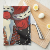 Oud Kerstmis, Kerstman gaat de schoorsteen af met  Theedoek (Quarter Fold)