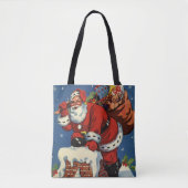 Oud Kerstmis, Kerstman gaat de schoorsteen af met  Tote Bag (Voorkant)