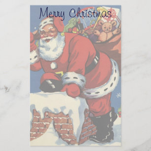 Oud Kerstmis, Kerstman gaat schoorsteen af met spe Briefpapier