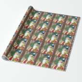Oud Kerstmis, Kerstman Hert in Bos Cadeaupapier (Uitgerold)