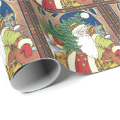 Oud Kerstmis, Kerstman Hert in Bos Cadeaupapier (Rol Hoek)