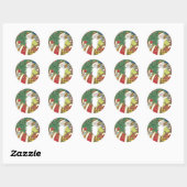 Oud Kerstmis, Kerstman Hert in Bos Ronde Sticker (Vel)