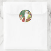 Oud Kerstmis, Kerstman Hert in Bos Ronde Sticker (Tas)
