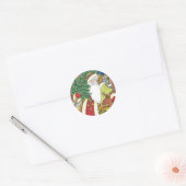 Oud Kerstmis, Kerstman Hert in Bos Ronde Sticker (Envelop)