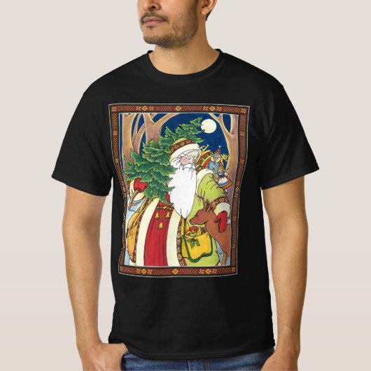 Oud Kerstmis, Kerstman Hert in Bos T-shirt (Voorkant)