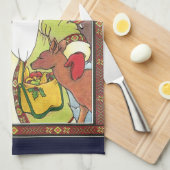 Oud Kerstmis, Kerstman Hert in Bos Theedoek (Quarter Fold)