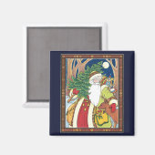Oud Kerstmis, Kerstman Herten in Bos Magneet (Voorkant / Achterkant)
