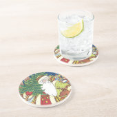 Oud Kerstmis, Kerstman Herten in Bos Zandsteen Onderzetter (Zijkant)