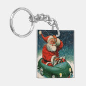 Oud Kerstmis, Kerstman in een Cute Auto Sleutelhanger (Voorkant Links)