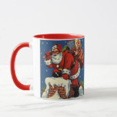 Oud Kerstmis, Kerstman komt de schoorsteen af met Mok (Links)