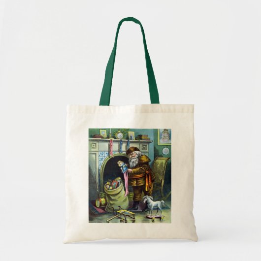 Oud Kerstmis, Kerstman Kousen met Speelgoed Tote Bag (Voorkant)