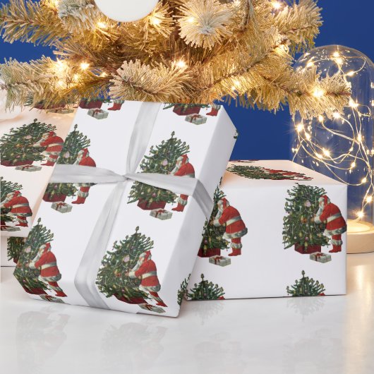 Oud Kerstmis, Kerstman met Cadeaus Cadeaupapier (Feestdagen)